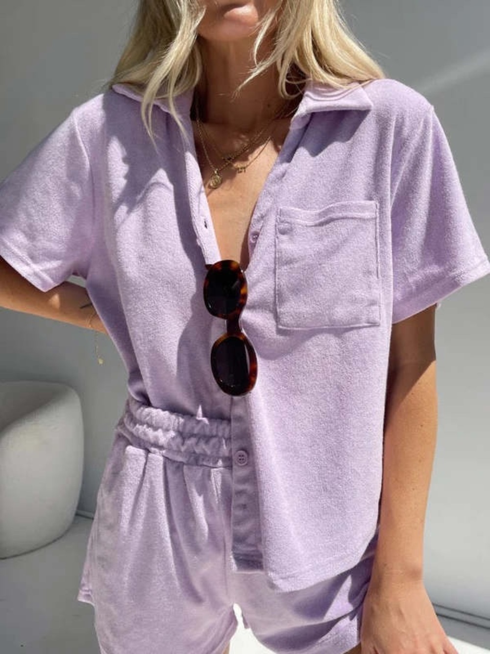 Araminta James Purple Terry Short Sleeve Top